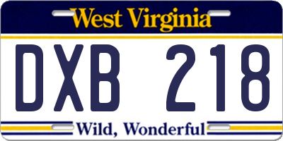 WV license plate DXB218