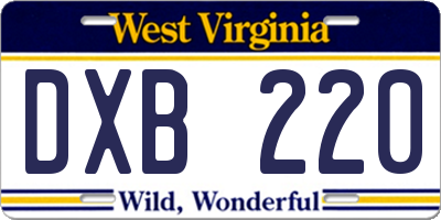 WV license plate DXB220