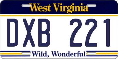 WV license plate DXB221