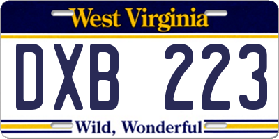 WV license plate DXB223