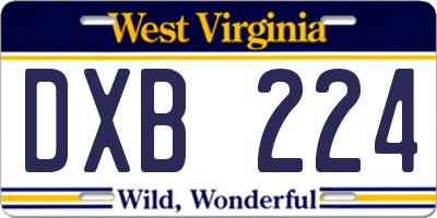 WV license plate DXB224