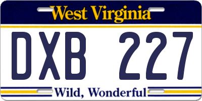 WV license plate DXB227