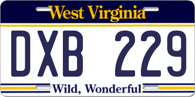WV license plate DXB229