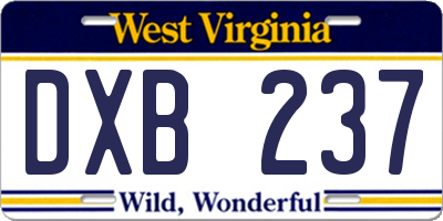 WV license plate DXB237