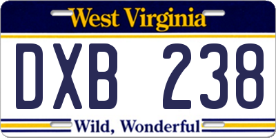 WV license plate DXB238