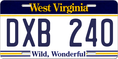 WV license plate DXB240