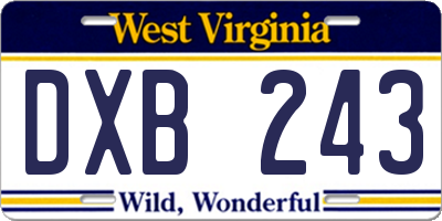 WV license plate DXB243