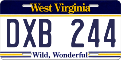 WV license plate DXB244