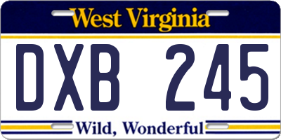 WV license plate DXB245
