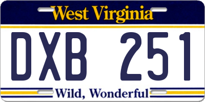 WV license plate DXB251