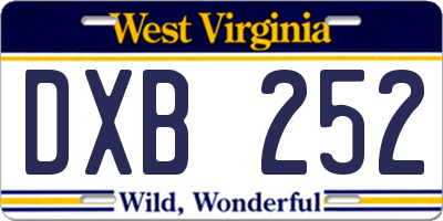 WV license plate DXB252