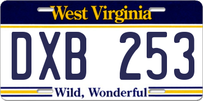 WV license plate DXB253