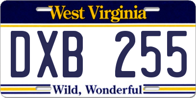 WV license plate DXB255