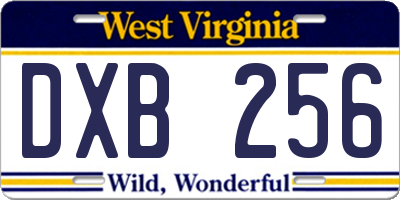 WV license plate DXB256