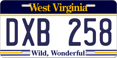 WV license plate DXB258