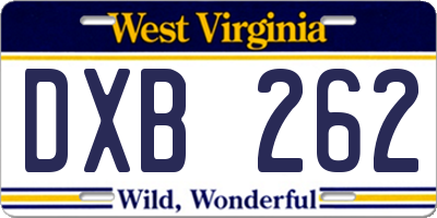WV license plate DXB262