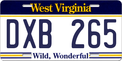 WV license plate DXB265