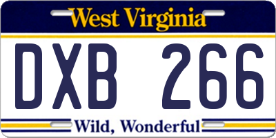 WV license plate DXB266