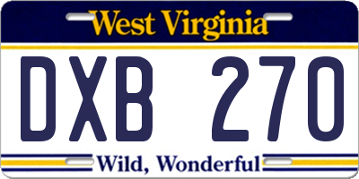 WV license plate DXB270