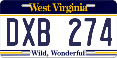 WV license plate DXB274