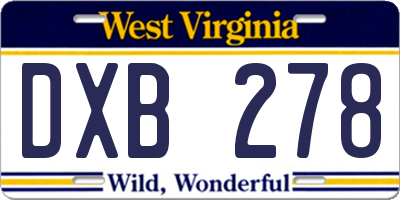 WV license plate DXB278