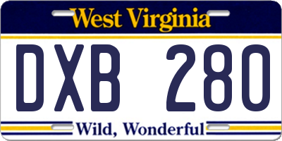 WV license plate DXB280