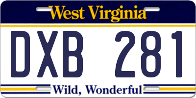 WV license plate DXB281