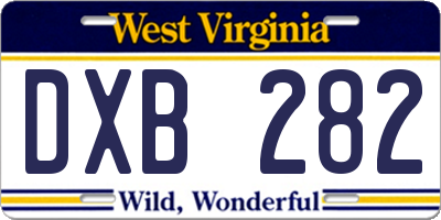 WV license plate DXB282