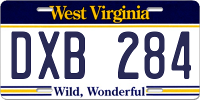 WV license plate DXB284
