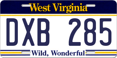 WV license plate DXB285