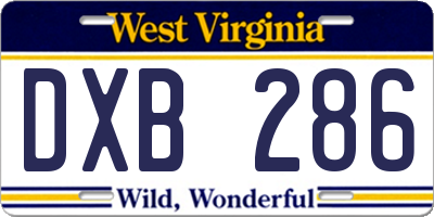 WV license plate DXB286