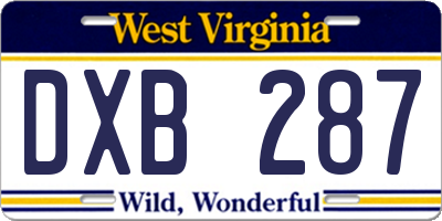 WV license plate DXB287