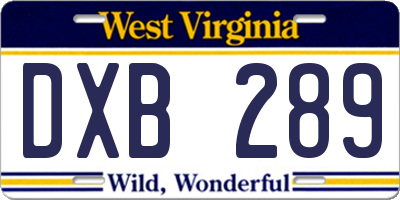 WV license plate DXB289