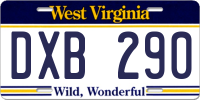 WV license plate DXB290