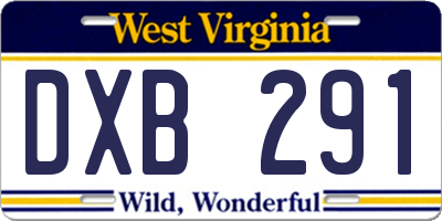 WV license plate DXB291