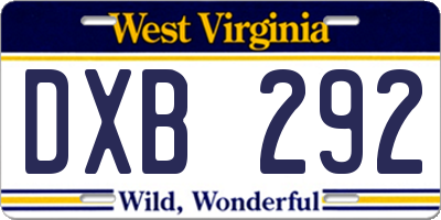 WV license plate DXB292