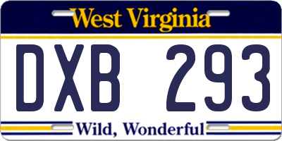 WV license plate DXB293