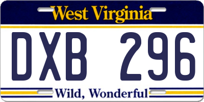 WV license plate DXB296
