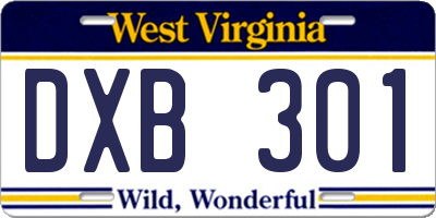 WV license plate DXB301