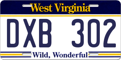 WV license plate DXB302