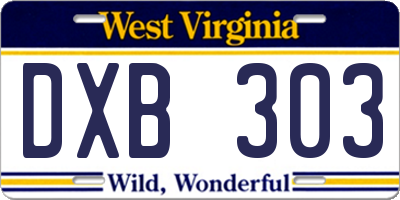 WV license plate DXB303