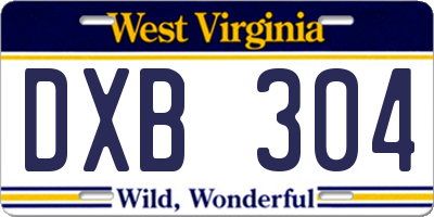 WV license plate DXB304