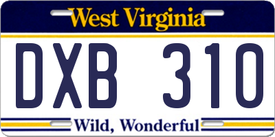 WV license plate DXB310