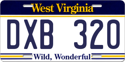WV license plate DXB320