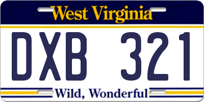WV license plate DXB321