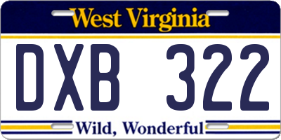WV license plate DXB322