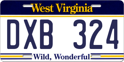 WV license plate DXB324
