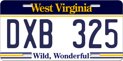 WV license plate DXB325