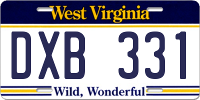 WV license plate DXB331