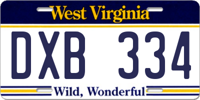 WV license plate DXB334